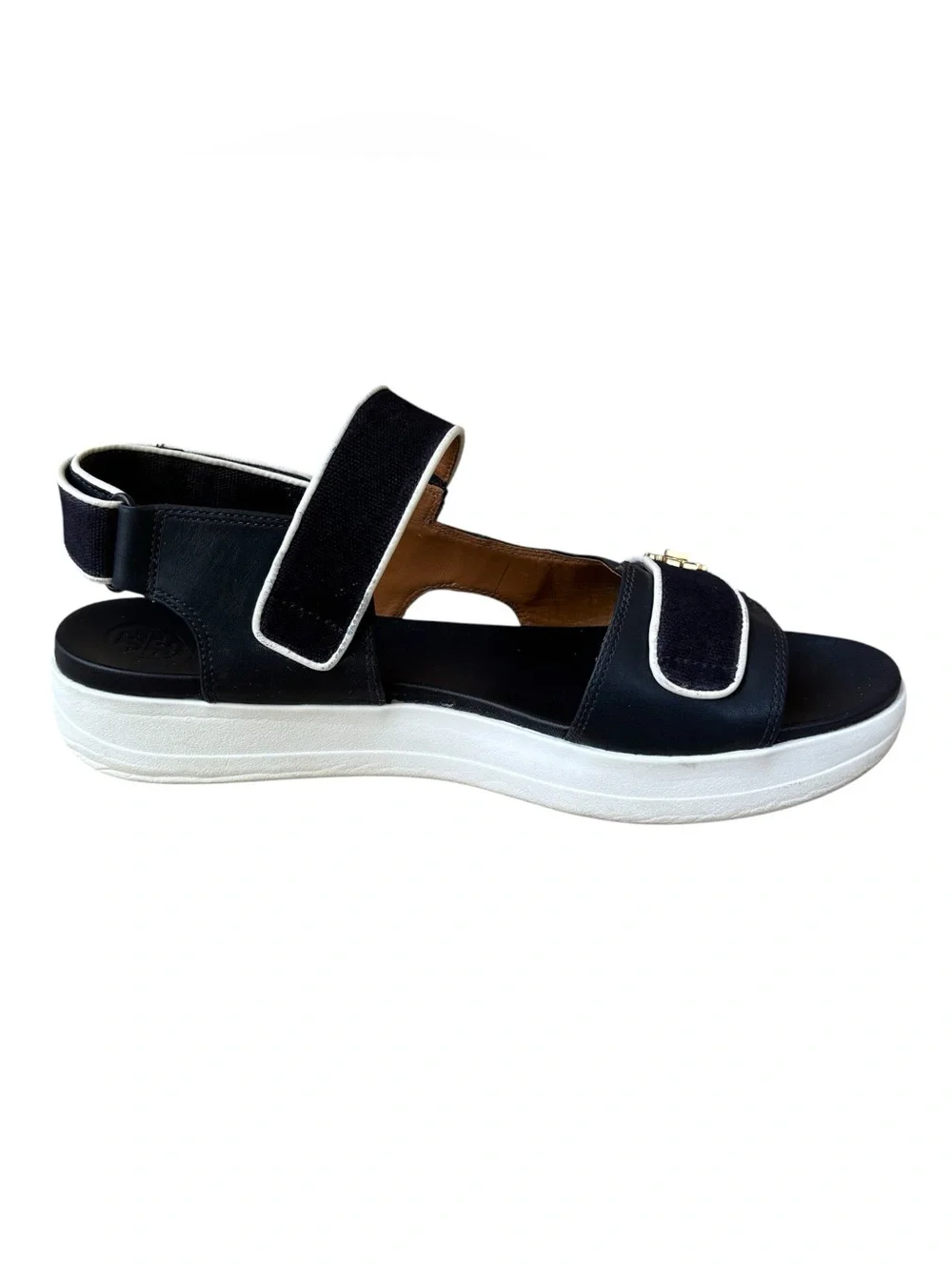 TORY BURCH “Kira” Navy & White Canvas Leather Sport Sandals